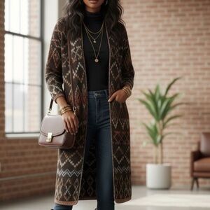 Maurices long open front cardigan sweater duster mid weight chocolate brown XL